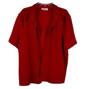 Los Angeles Women Red Short Sleeve Open Front Cardigan